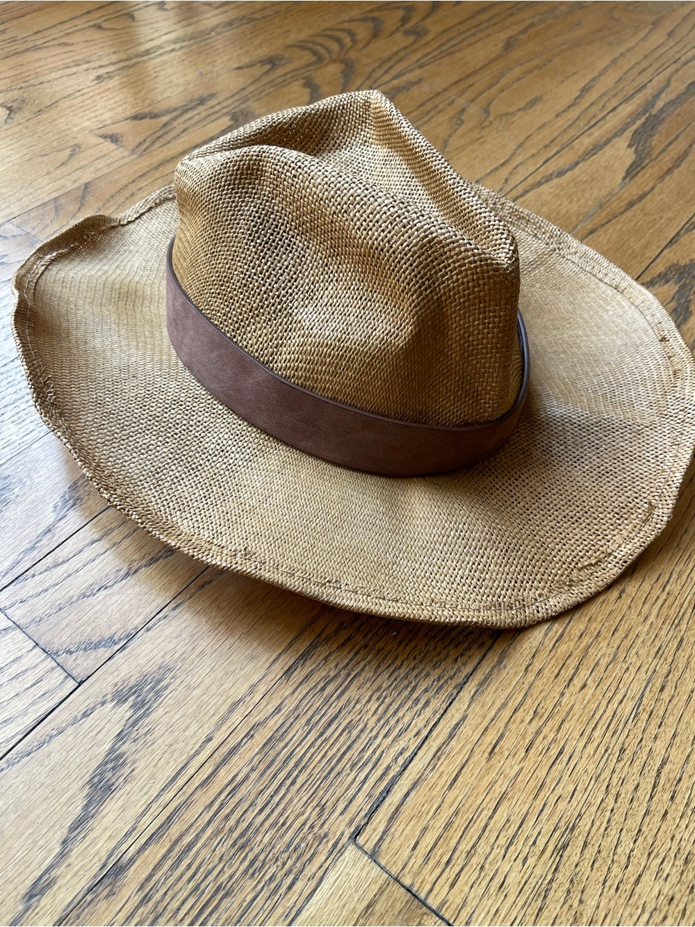 FRYE Straw Cowboy Hat Leather Band - Picture 6 of 12